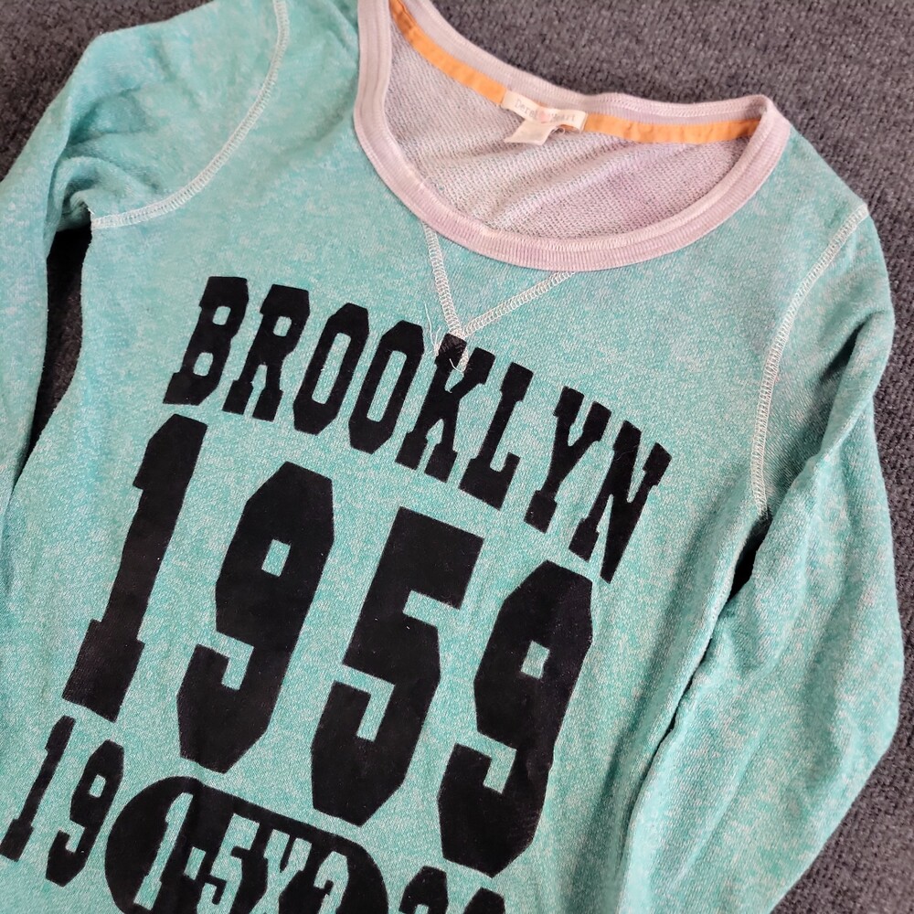 Derek Heart Teal Black Gray Brooklyn 1959 Long Sleeve Top